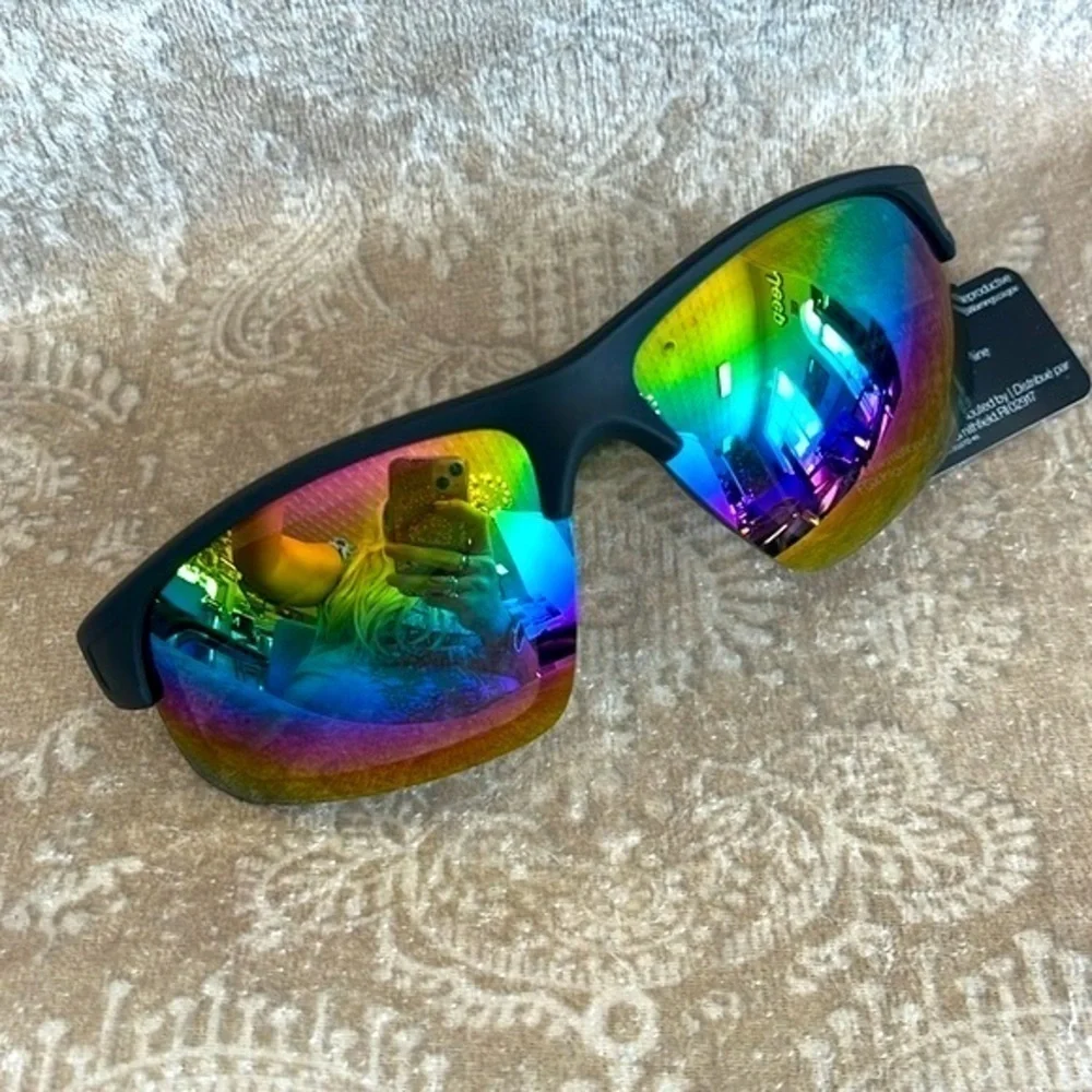 Brand New Rawlings Black Half-Rim Rectangle Shield Sport Wrap Mirror Sunglasses